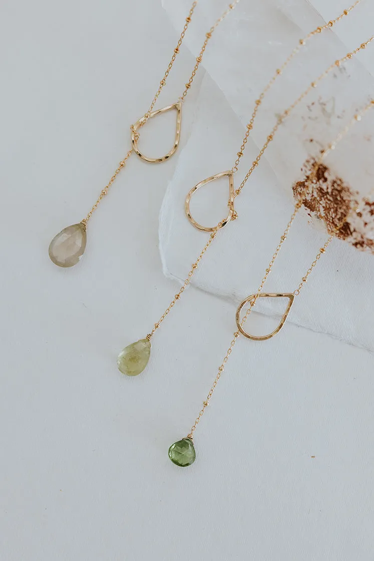 Lariat Necklace - Green Tourmaline