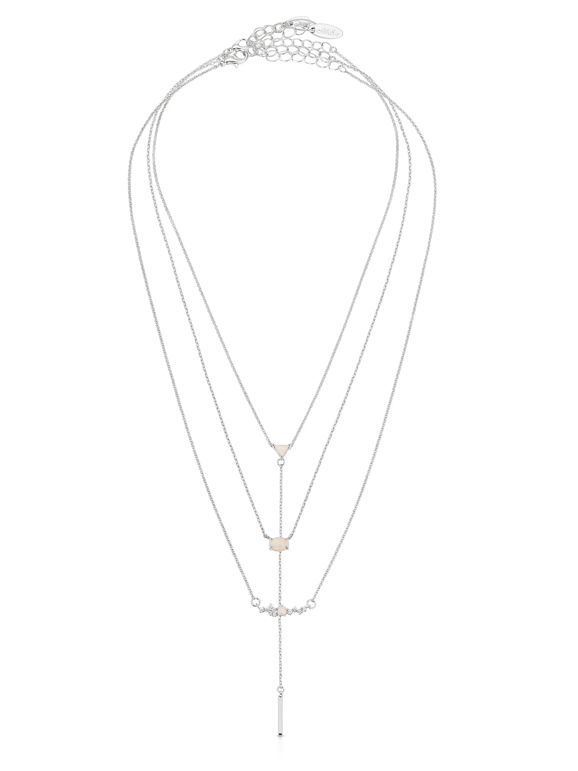 Layered Opal Lariat Necklace Set of 3