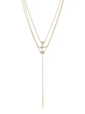 Layered Opal Lariat Necklace Set of 3