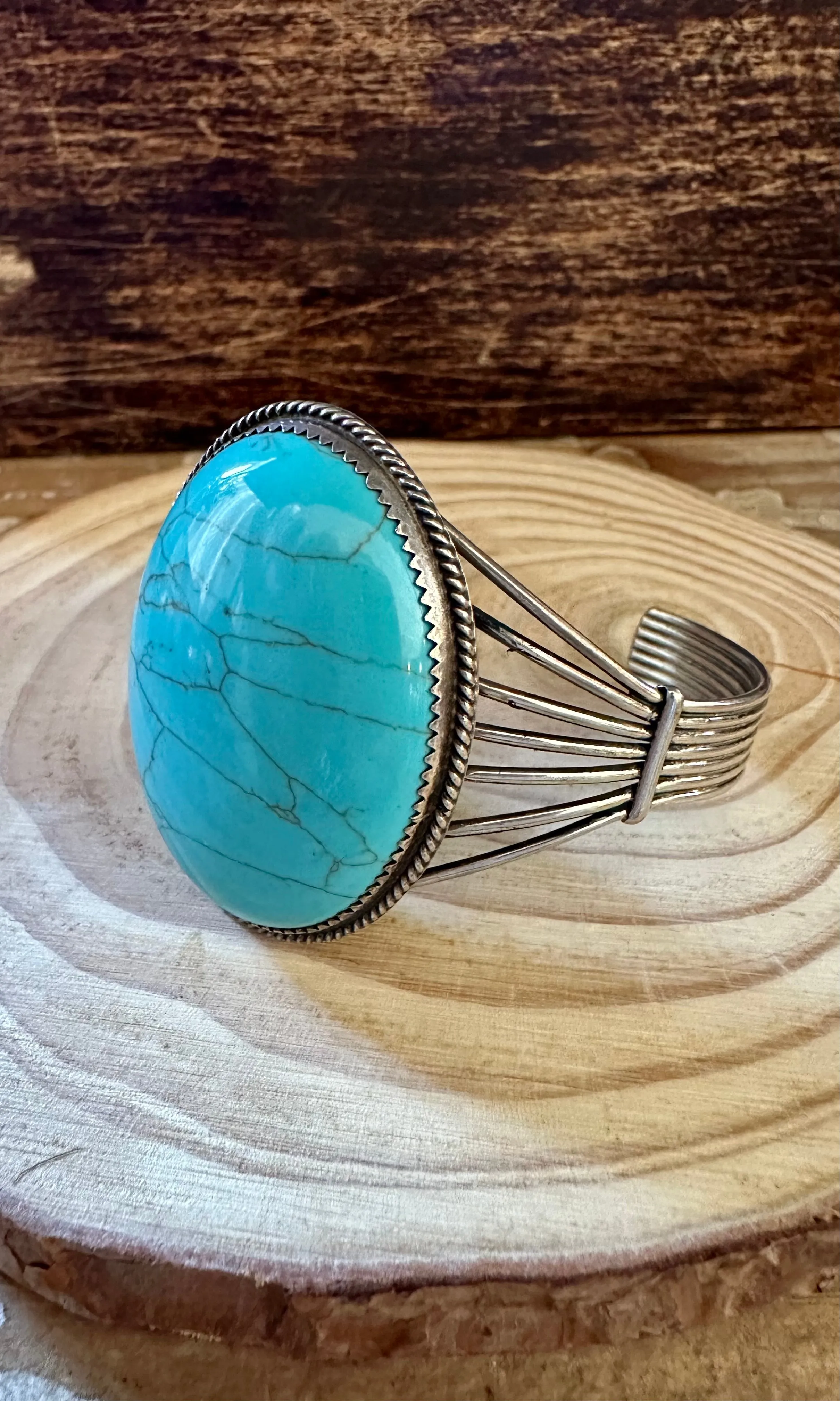 LIGHT BLUE HOWLITE Sterling Silver Cuff 30g