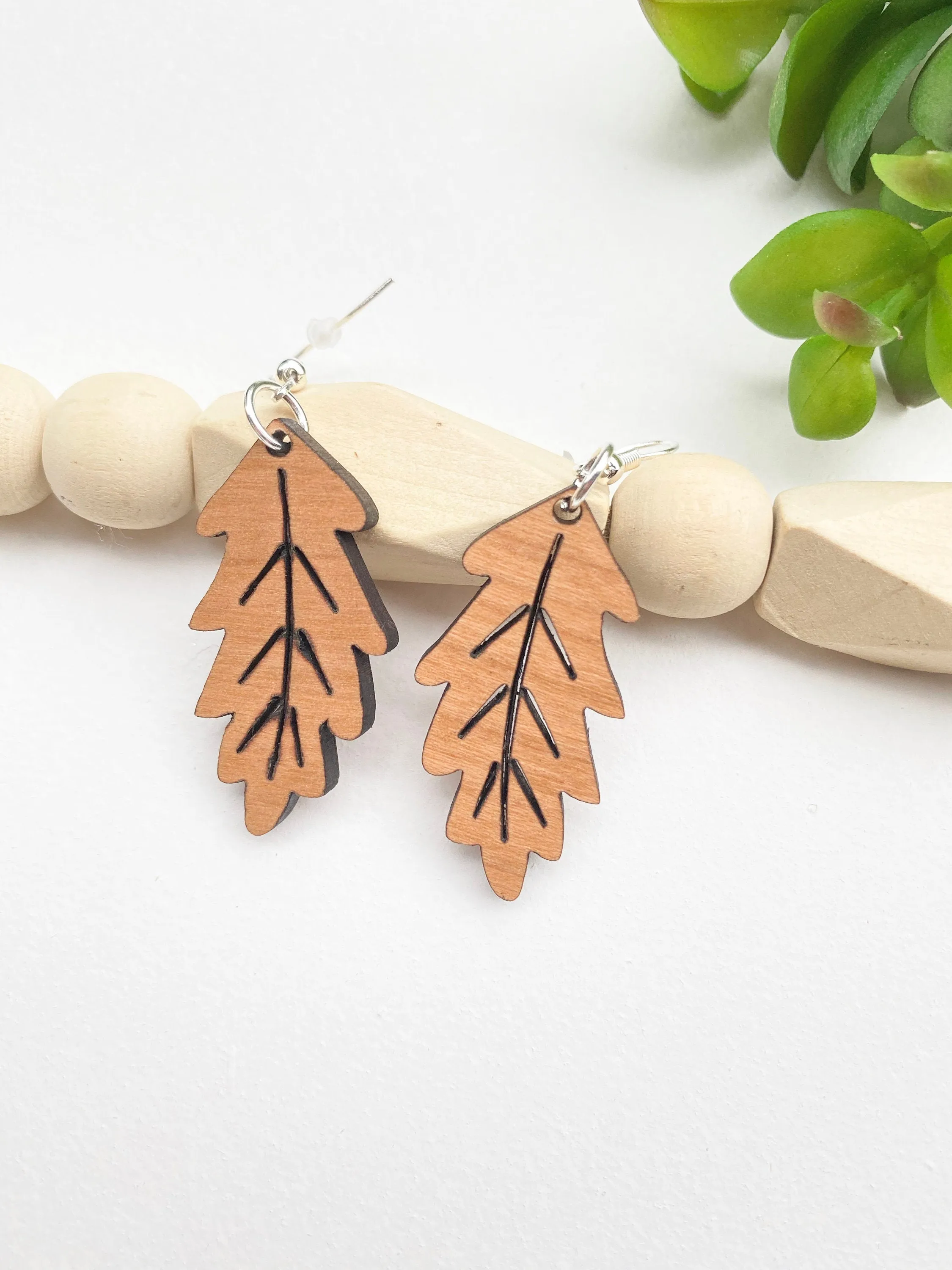 Lightweight Fall Earrings Leaf Dangle Hook Earrings Wood Cutout Leaf Drop Earrings Christmas Gift for Teachers