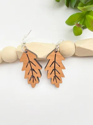 Lightweight Fall Earrings Leaf Dangle Hook Earrings Wood Cutout Leaf Drop Earrings Christmas Gift for Teachers