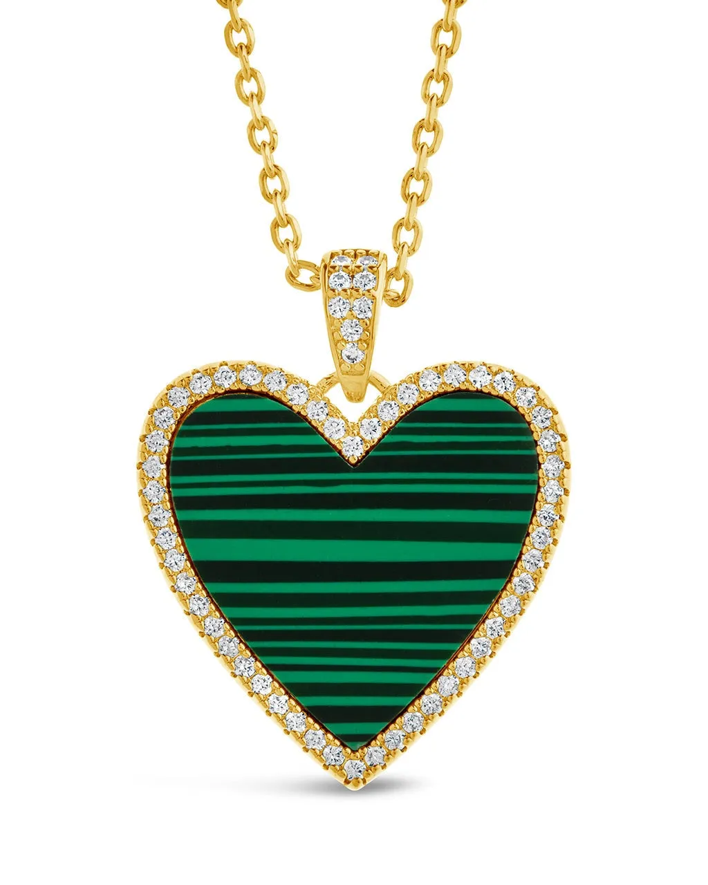 Maeve CZ & Malachite Heart Pendant Necklace