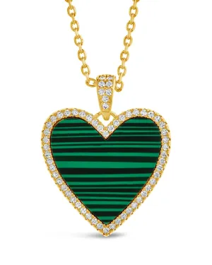 Maeve CZ & Malachite Heart Pendant Necklace