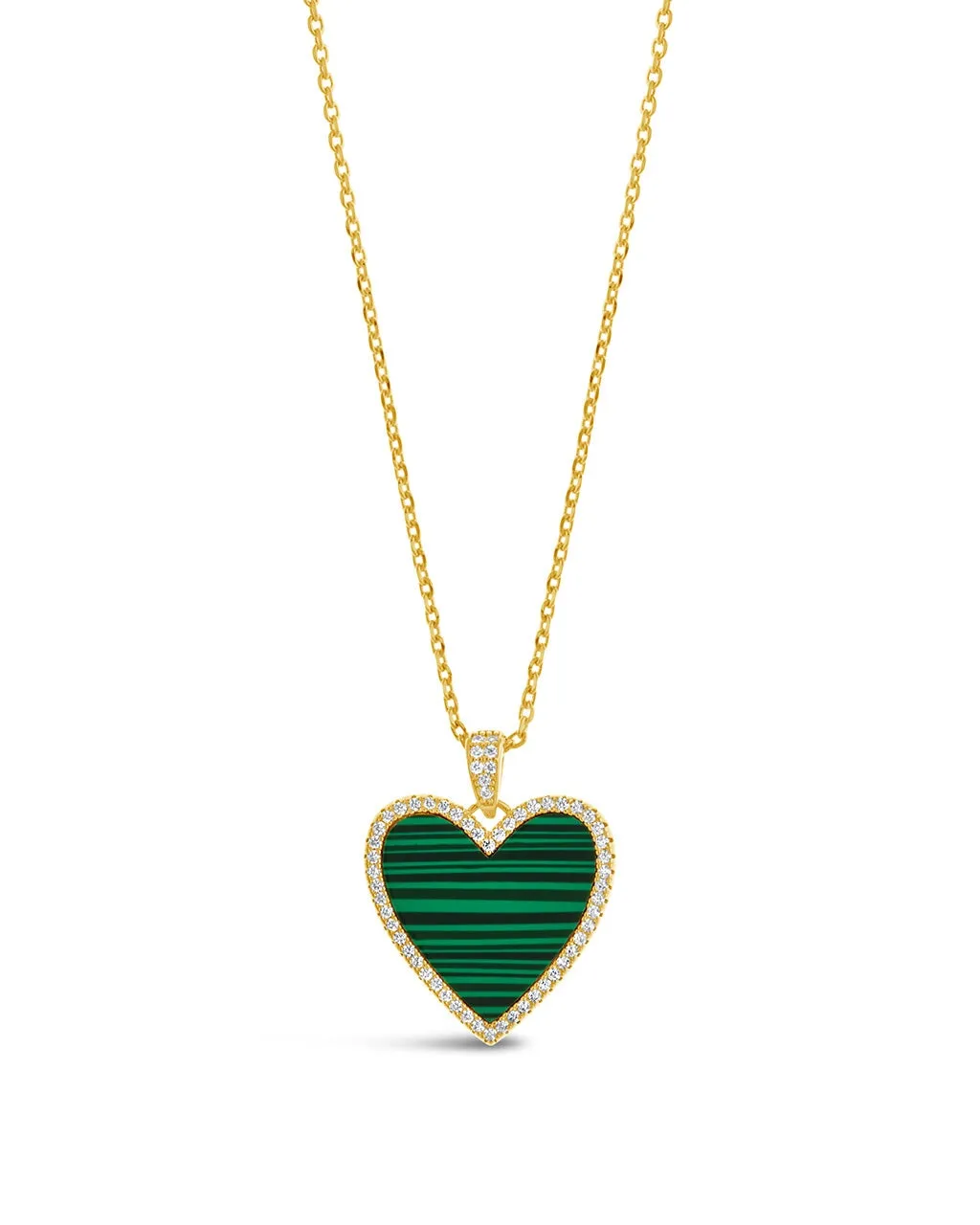 Maeve CZ & Malachite Heart Pendant Necklace