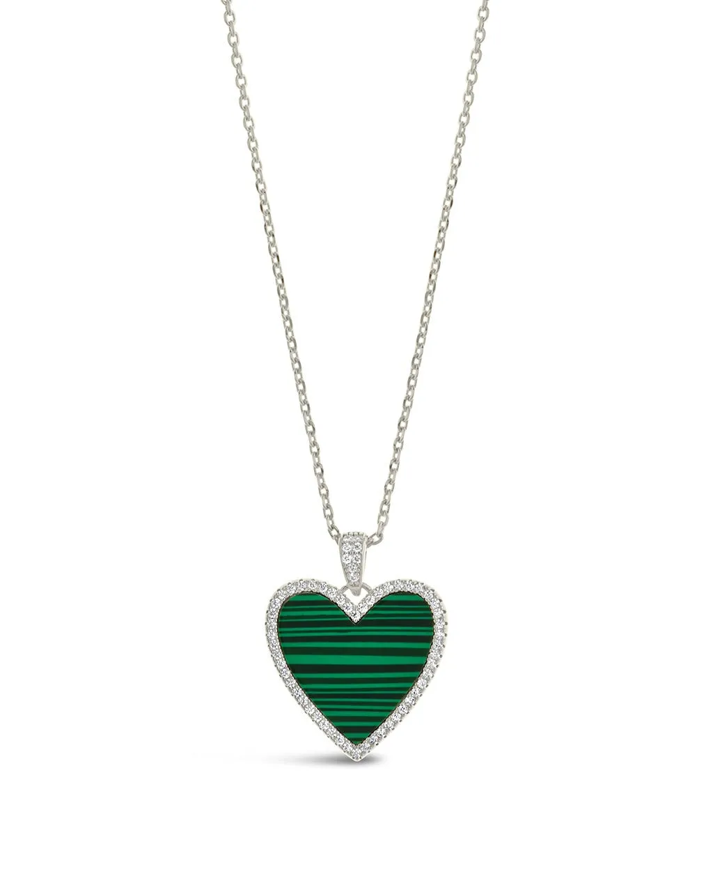 Maeve CZ & Malachite Heart Pendant Necklace