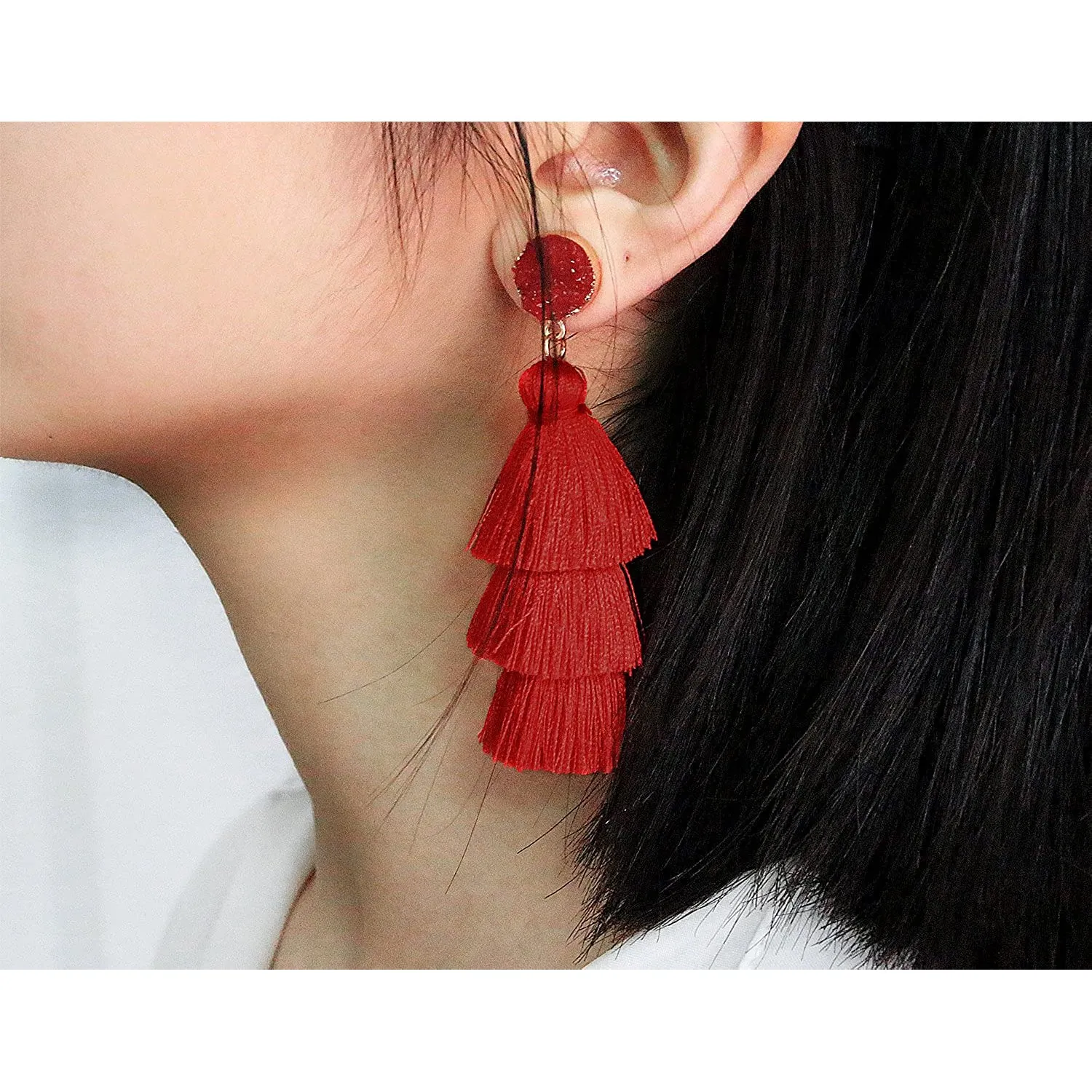 Me&Hz Colorful Layered Tassel Earrings