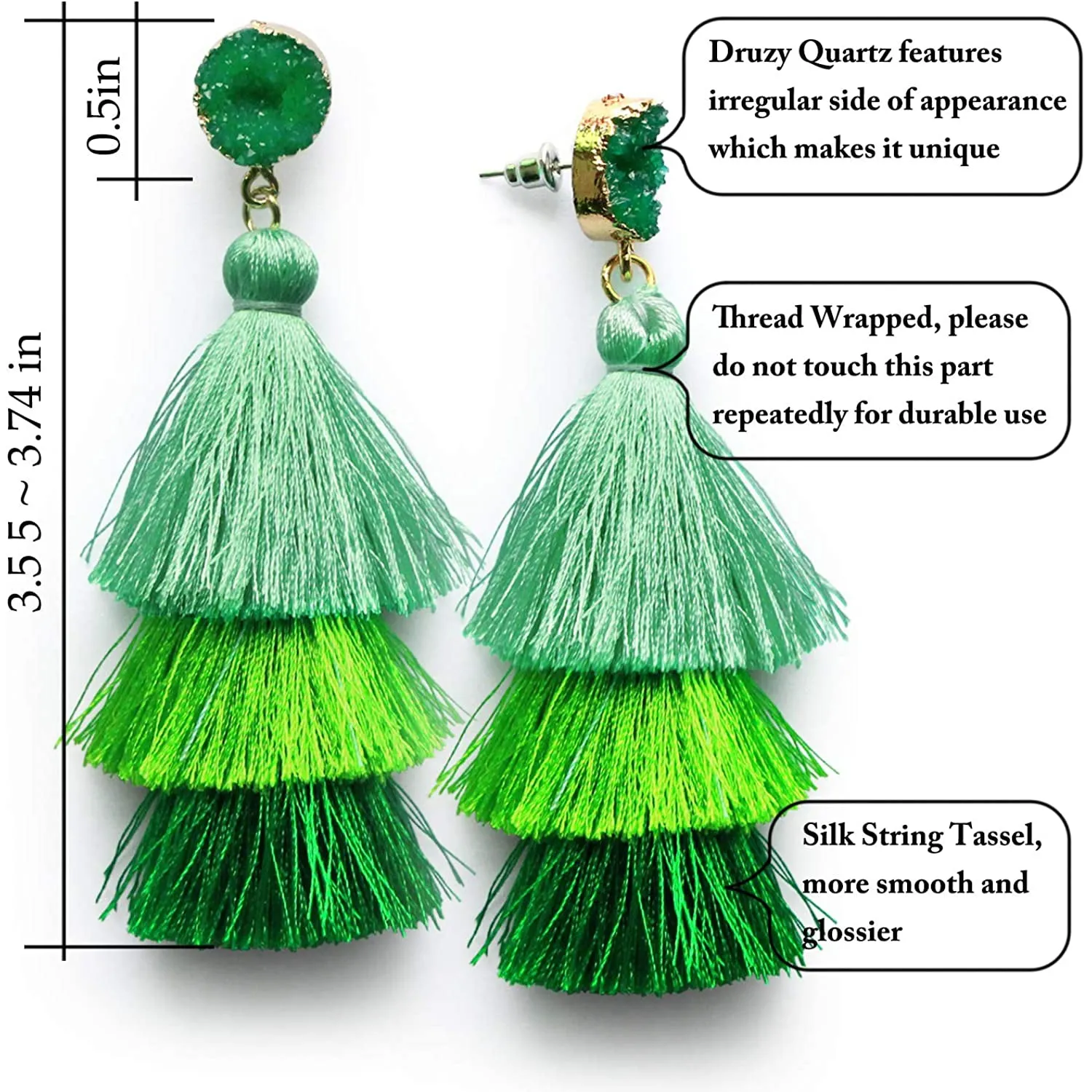 Me&Hz Colorful Layered Tassel Earrings