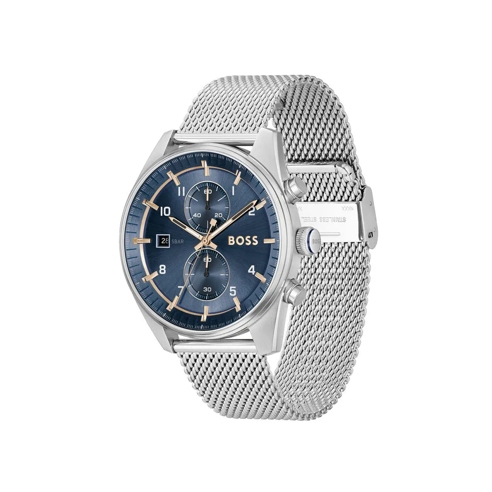 Men Skytraveller Blue Sunray 44mm Watch