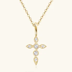 Moissanite Cross Pendant Necklace