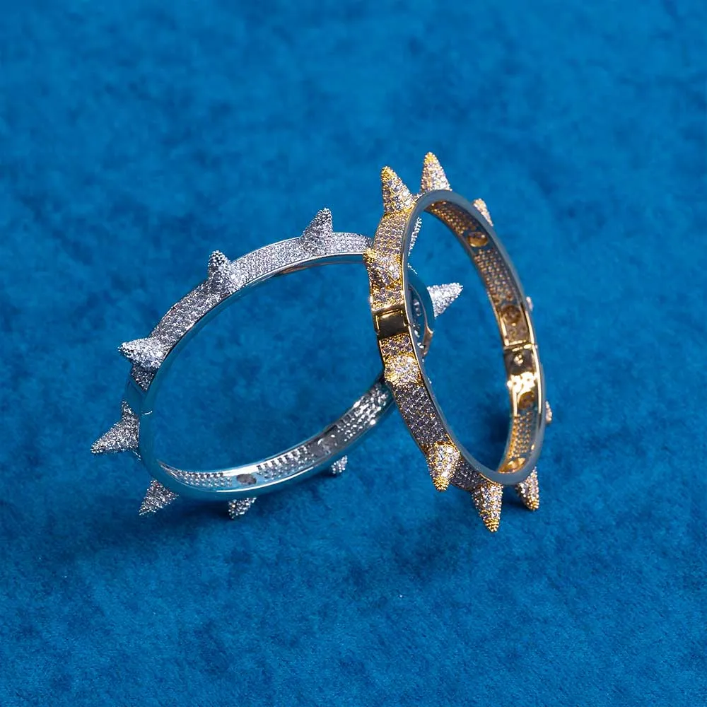 Moissanite Spiked Bangle 14K Gold