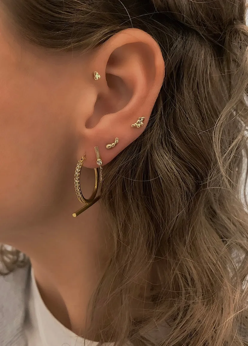 Molecule stud earring <br>Solid gold