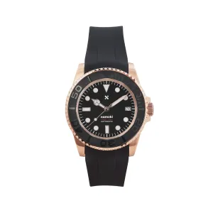 NMK03 Automatic Dive Watch: YM Rose Gold with Fitted Rubber Strap