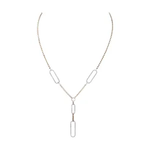 On Trend Diamond Paperclip Lariat Necklace in Yellow Gold, 1.0 cttw