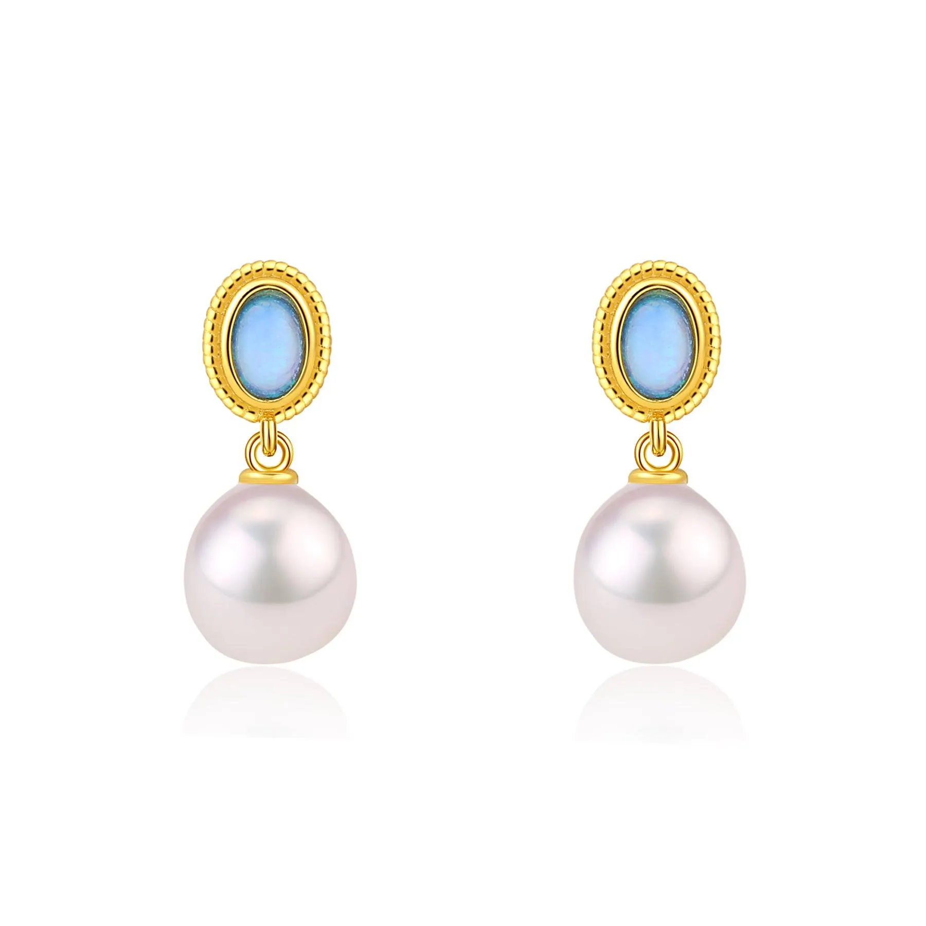 Opal Freshwater Baroque Pearls Set Gold Vermeil