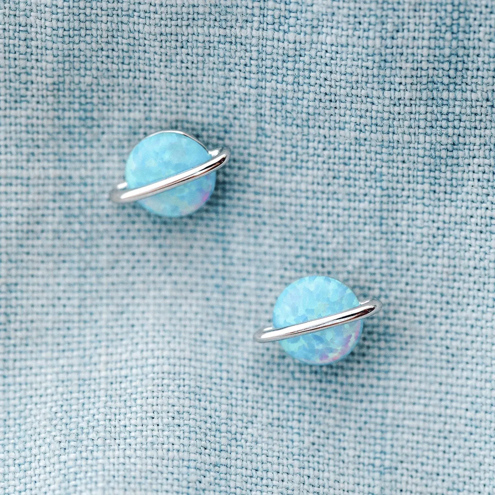 Opal Saturn Stud Earrings