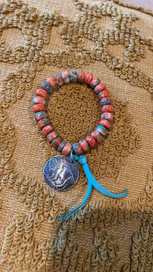 Orange Coin Bracelet