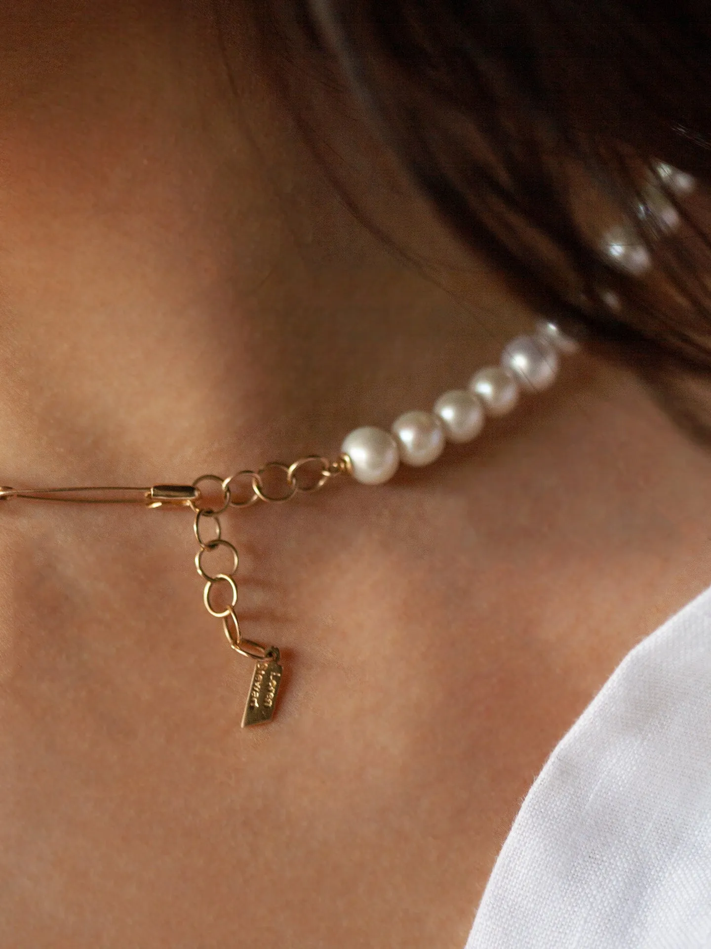 Pearl Safety Pin Choker