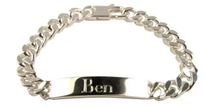 Personalised Mens Bracelet Sterling Silver Identity Engraved