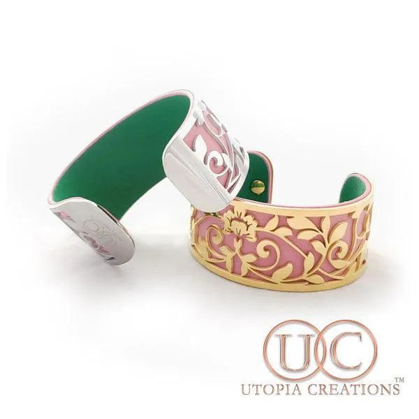 Pink & Green Adjustable Cuff Bracelet 'Flora'