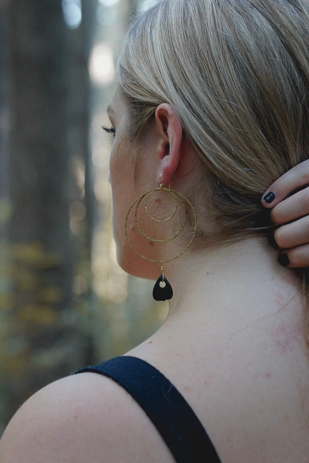 Planchette Drop  Hoop Earrings