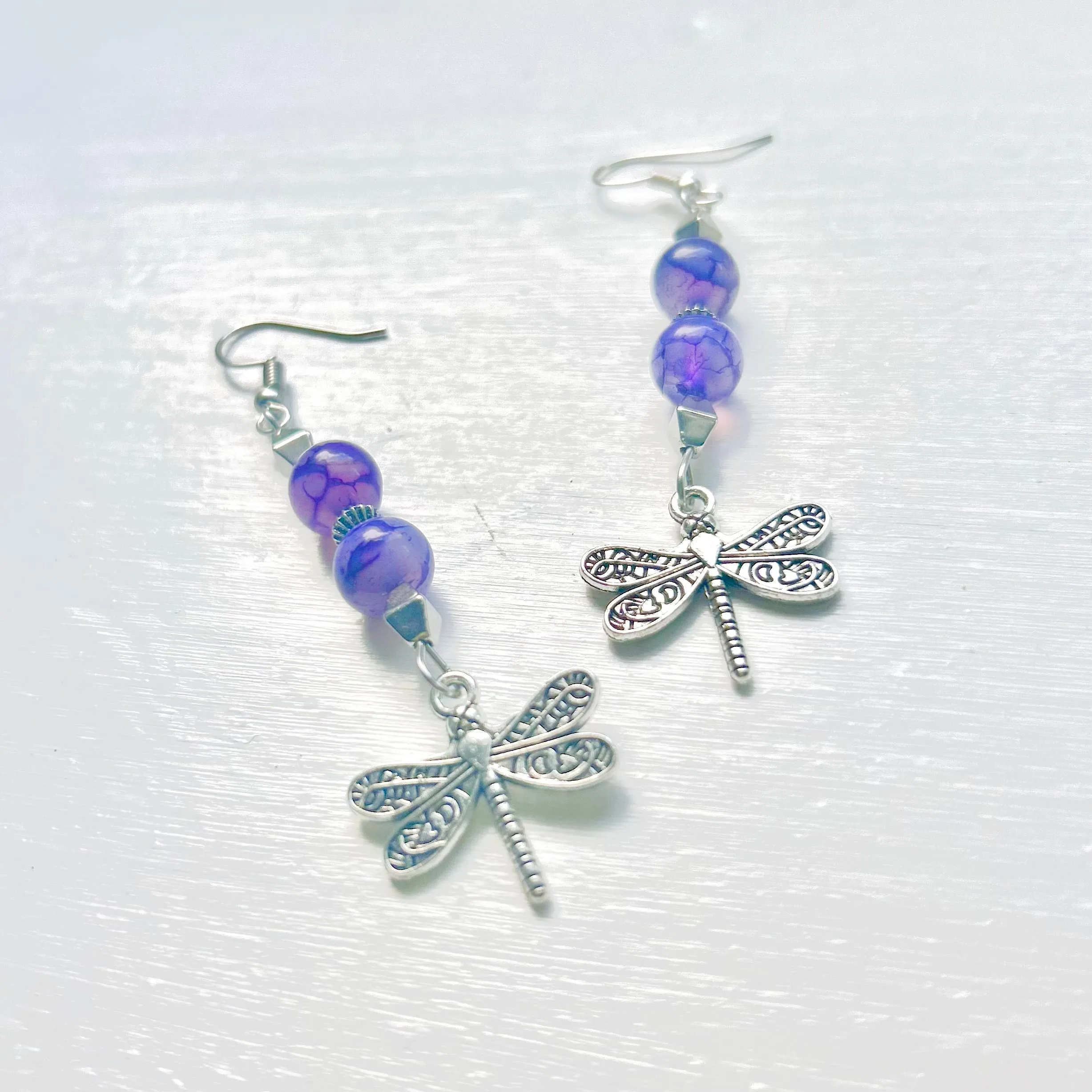 Purple Dragonfly Earrings