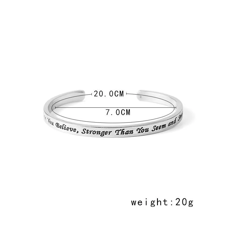 "You're Braver Than You Believe Stronger Than You Seem" Silver Bangle