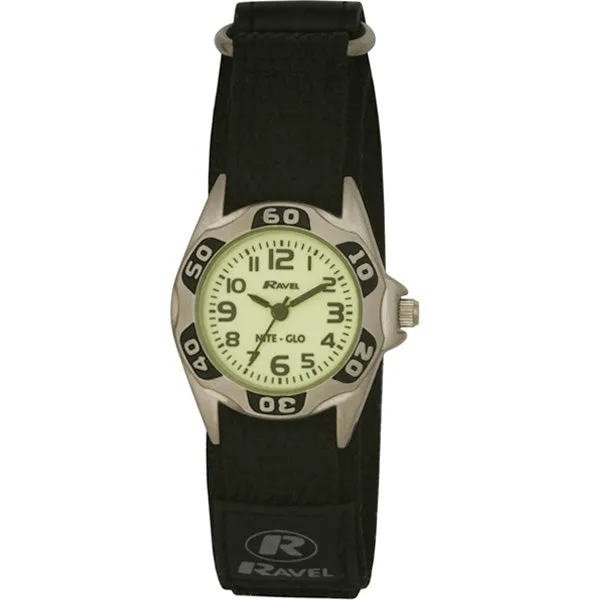 Ravel  R1704.3 Nite-Glo Quartz Luminous Dial Black Velcro Boys Watch