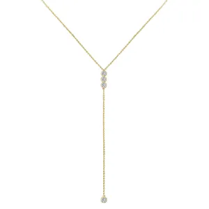 Reign - 18K Yellow Gold Diamond Trio Lariat Necklace