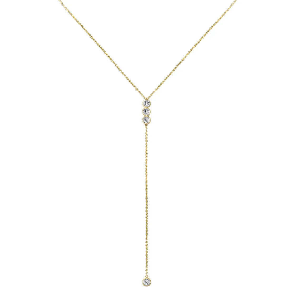 Reign - 18K Yellow Gold Diamond Trio Lariat Necklace