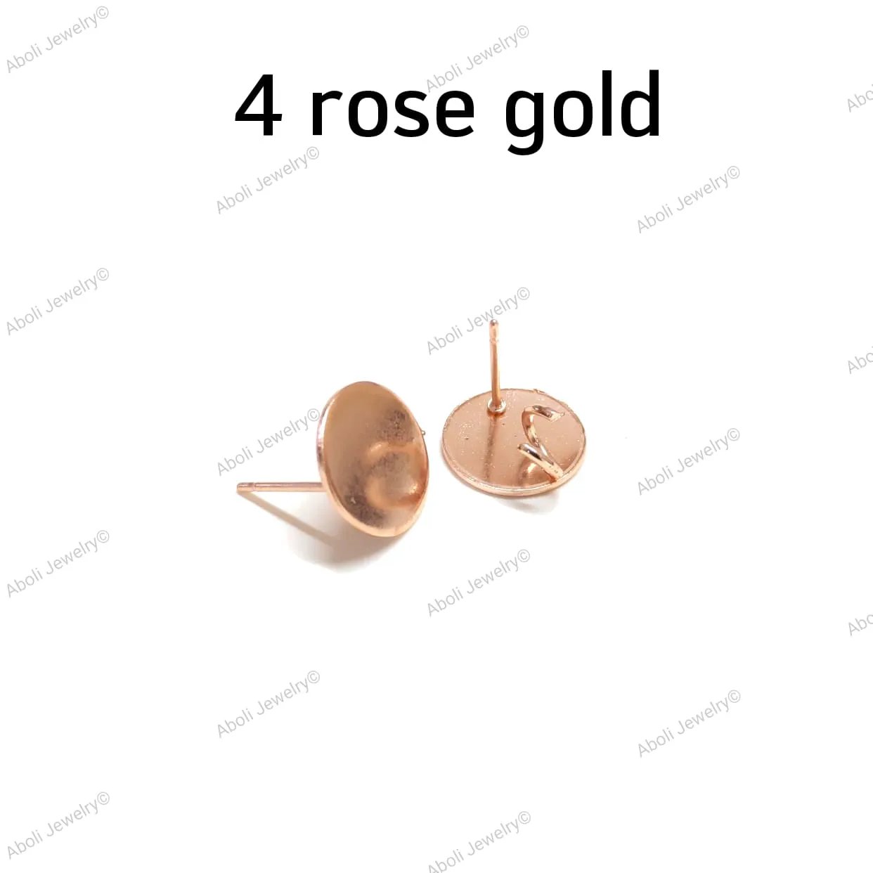 Rose gold round earrings stud component with loop MESCRGR1