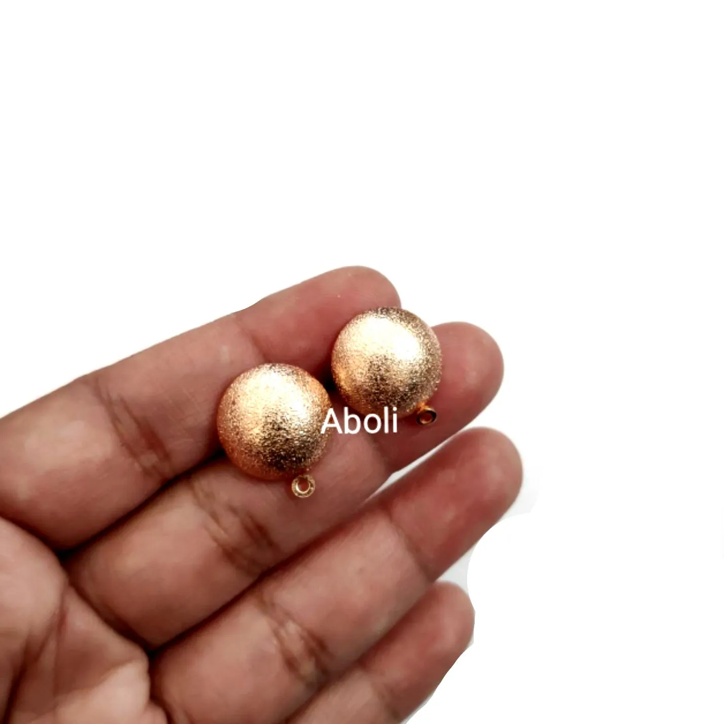 Rose gold stardust half ball studs 15 mm round stud component dome earrings findings STARDUST5RG