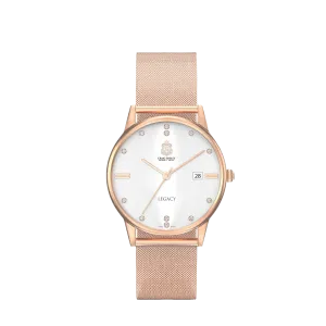 Rose Gold Watch with Cufflinks and Earrings