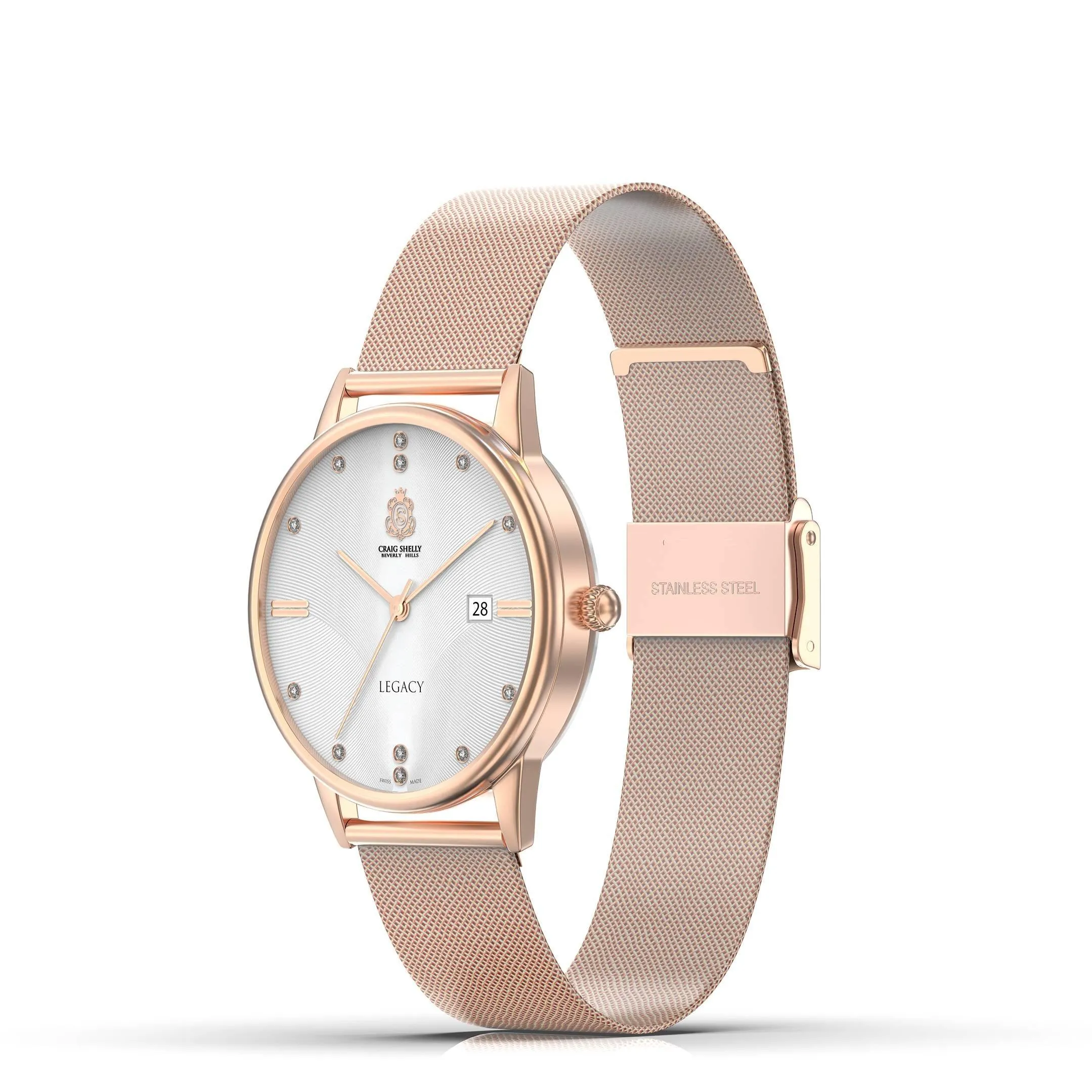 Rose Gold Watch with Cufflinks and Earrings