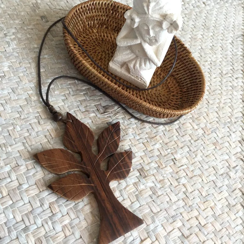 Rosewood Tree Pendant Necklace