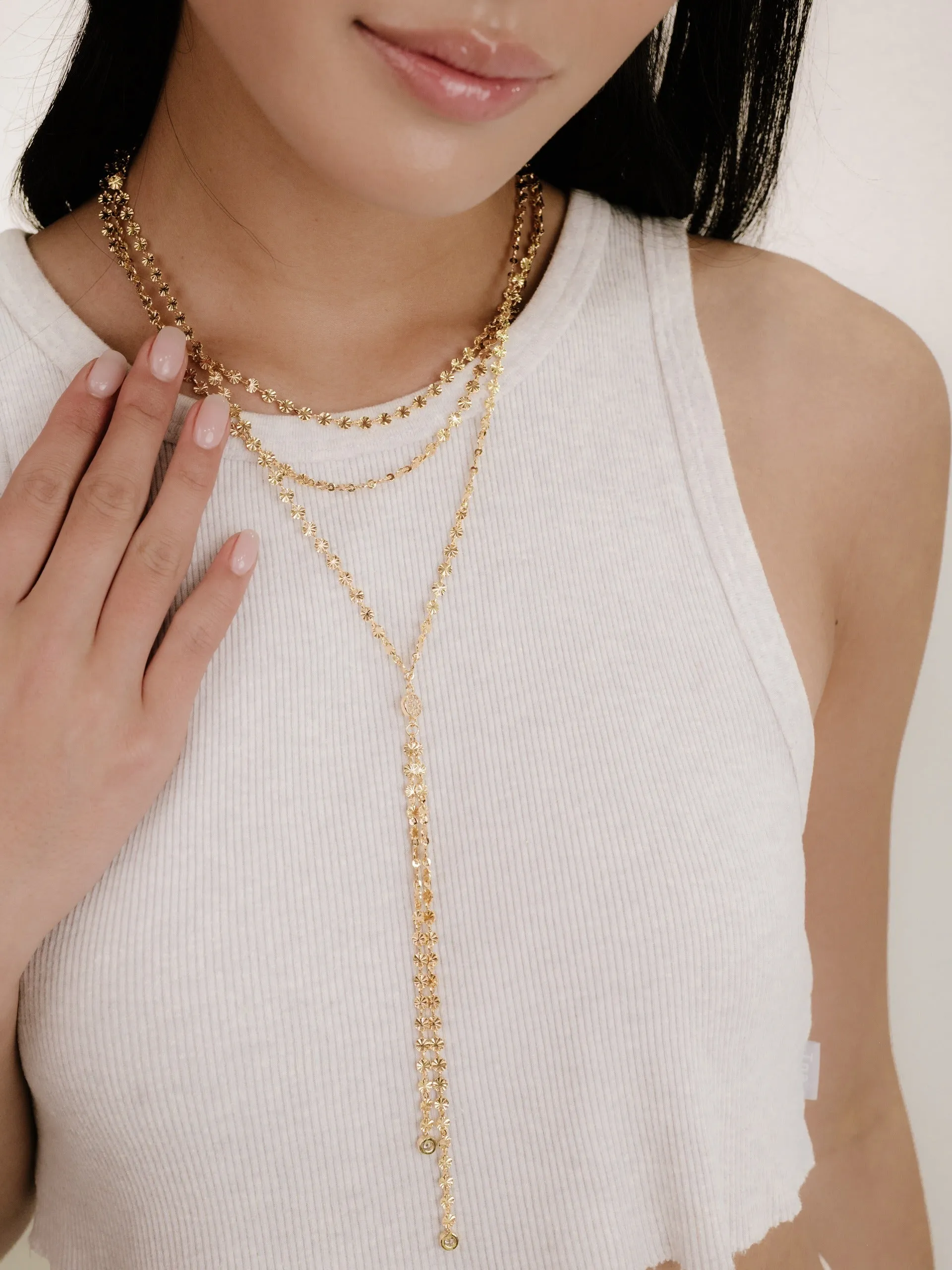 Royal Layered Chain Lariat Necklace