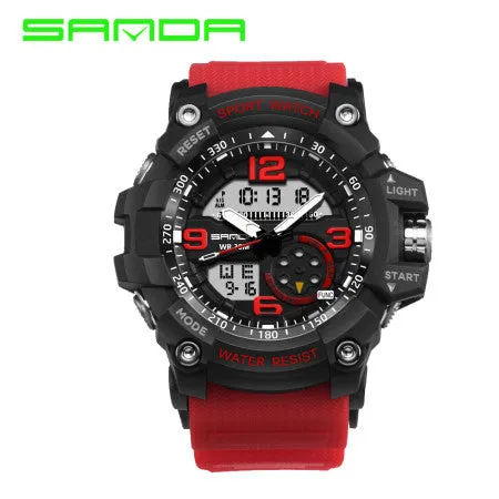 SANDA Digital Watch Men Military Army Sport Watch Water Resistant Date Calendar LED ElectronicsWatches relogio masculino