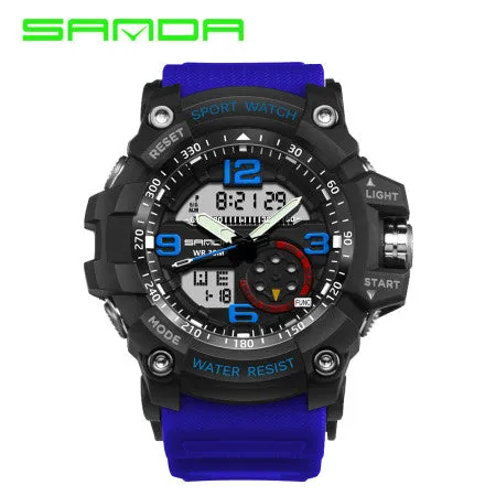 SANDA Digital Watch Men Military Army Sport Watch Water Resistant Date Calendar LED ElectronicsWatches relogio masculino