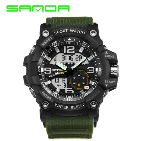 SANDA Digital Watch Men Military Army Sport Watch Water Resistant Date Calendar LED ElectronicsWatches relogio masculino