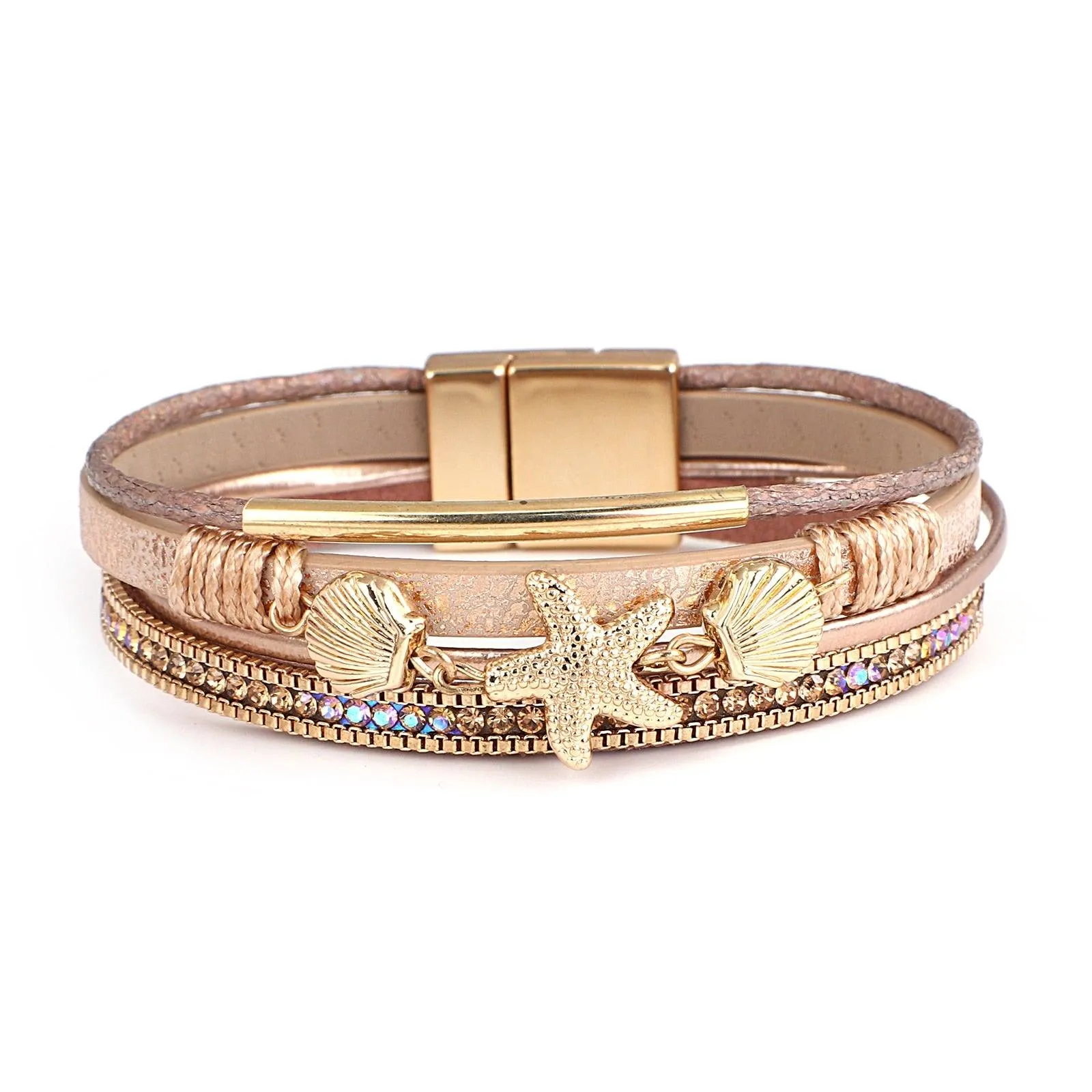 'Sea Life' Charm Cuff Bracelet - gold