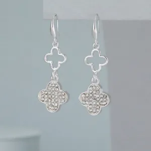 Silver Clover Drop Earrings