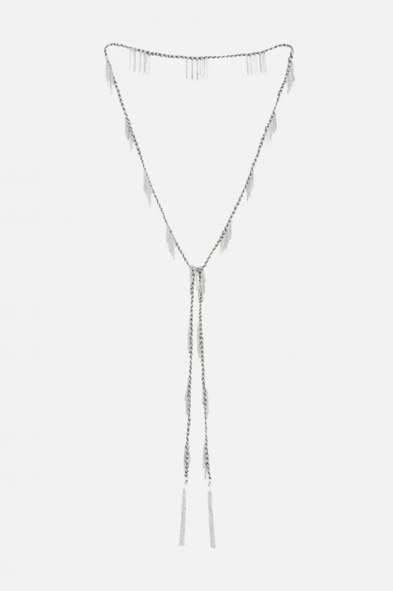 Silver Grey Lariat Necklace