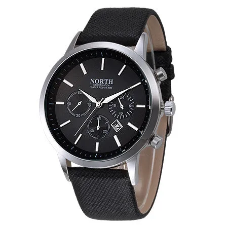 Sport Watch Men Leather NORTH Mens Watches Top Brand Luxury Watch Clock Waterproof Quartz Military WristWatch Men Sport Watches