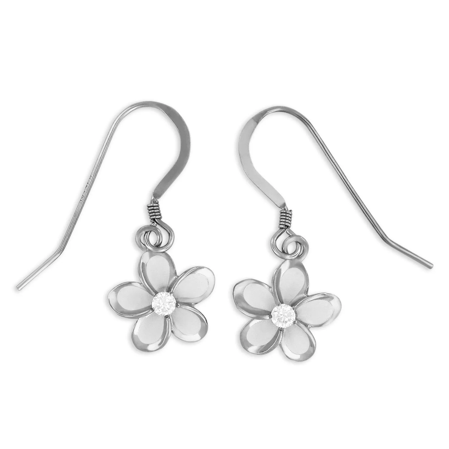 Sterling Silver 11mm Plumeria Dangle Earrings