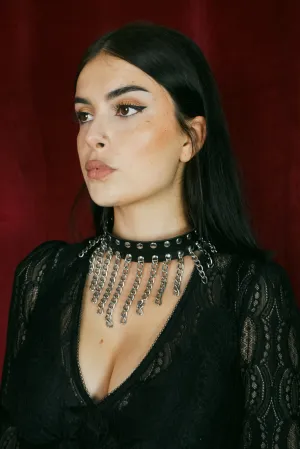 Studded & Chained Choker Necklace