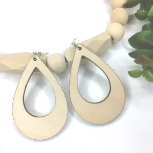 Teardrop Cutout Wood Birch Dangle Earrings, Drop Light Weight Earrings, Birthday Gift for a Friend