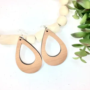 Teardrop Cutout Wood Cherry Dangle Earrings, Drop Light Weight Earrings, Birthday Gift for a Friend