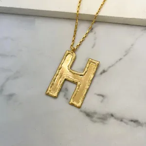 TFC Big Letter H - 24K Gold Plated Long Pendant Necklace