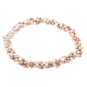 Three Strand Multi Colour 7mm Freshwater Pearl Necklace For Women