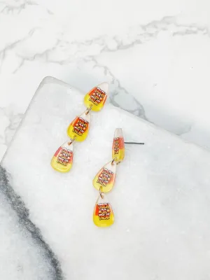 'Trick or Treat' Candy Corn Acrylic Dangle Earrings